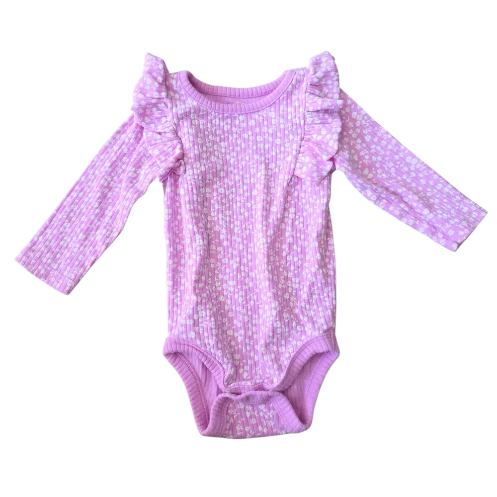 Baby Cat & Jack  Soft  Long Sleeve Bodysuit Set Of 3 Euc Size 0-3mo - Picture 4 of 5